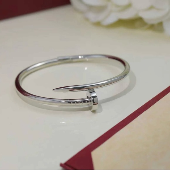 Nail Cuff Bangle Bracelet in Silver - Picture 8 of 8